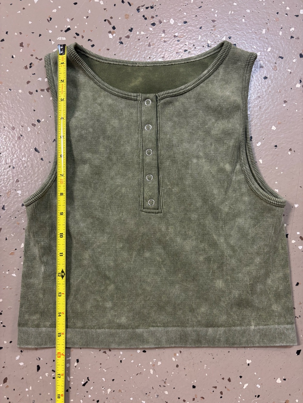 Forever 21 Olive Green Acid Wash Ribbed Henley Tank - Picture 5 of 5